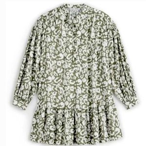 Elizabeth and James Dress; green & white abstract design; flirty sophisticated